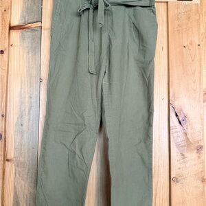 Women's Olive Green Tie-Waist Pants